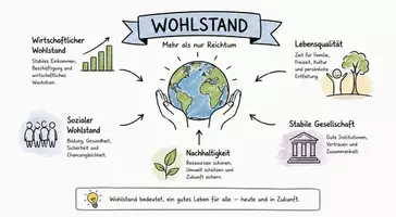 Vorschau - Arbeitsblätter - AB mit Fragen zum Thema "Wohlstand" + Lösungsblatt + Infografik - Seite 1