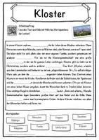 Vorschau - Unterrichtsreihen - Kloster Lückentext mit Wortspeicher Hörverstehen und Suchsel - Seite 1