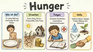 Vorschau - Arbeitsblätter - Arbeitsblätter zum Thema "Hunger" + Lösung & MP3 + Mindmap + Infografik - Seite 1