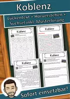 Vorschau - Unterrichtsreihen - Koblenz Lückentext mit Wortspeicher Hörverstehen und Suchsel - Deckblatt