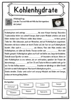 Vorschau - Unterrichtsreihen - Kohlenhydrate Lückentext mit Wortspeicher Hörverstehen und Suchsel - Seite 1