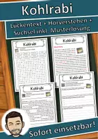 Vorschau - Unterrichtsreihen - Kohlrabi Lückentext mit Wortspeicher Hörverstehen und Suchsel - Deckblatt