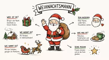 Vorschau - Arbeitsblätter - AB mit Fragen zum Thema "Weihnachtsmann" + Lösungsblatt + Infografik - Seite 1