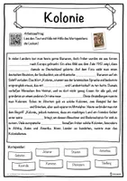 Vorschau - Unterrichtsreihen - Kolonie Lückentext mit Wortspeicher Hörverstehen und Suchsel - Seite 1