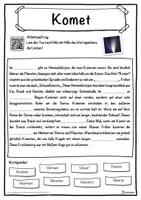 Vorschau - Unterrichtsreihen - Komet Lückentext mit Wortspeicher Hörverstehen und Suchsel - Seite 1