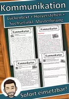 Vorschau - Unterrichtsreihen - Kommunikation Lückentext mit Wortspeicher Hörverstehen und Suchsel - Deckblatt