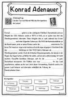 Vorschau - Unterrichtsreihen - Konrad Adenauer Lückentext mit Wortspeicher Hörverstehen und Suchsel - Seite 1
