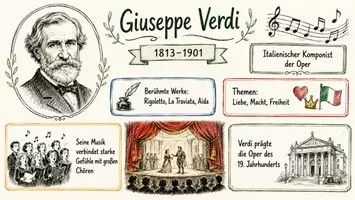 Vorschau - Arbeitsblätter - AB mit Fragen zum Thema "Giuseppe Verdi" + Lösungsblatt + Mindmap + Infografik - Seite 1