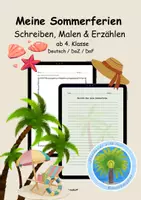 Vorschau - Arbeitsblätter - ☀️Sommerferien Bericht🌴| Grundschule & Sekundarstufe | Schreibanlass Sommerferien | Ferienrückblick | Freies Schreiben Ferien - Deckblatt