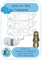 Vorschau - Mal- und Bastelvorlagen - Jona und der Wal - Faltkarte Jona im Walbauch - 7 Versionen - Deckblatt