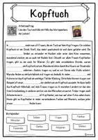 Vorschau - Unterrichtsreihen - Kopftuch Lückentext mit Wortspeicher Hörverstehen und Suchsel - Seite 1