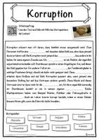 Vorschau - Unterrichtsreihen - Korruption Lückentext mit Wortspeicher Hörverstehen und Suchsel - Seite 1