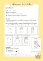 Vorschau - Mal- und Bastelvorlagen - Kunst Sommer - zeichnen lernen - Tanzende Ananas - Grundschule Klasse 2-4 - Seite 1