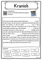 Vorschau - Unterrichtsreihen - Kranich Lückentext mit Wortspeicher Hörverstehen und Suchsel - Seite 1