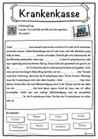 Vorschau - Unterrichtsreihen - Krankenkasse Lückentext mit Wortspeicher Hörverstehen und Suchsel - Seite 1