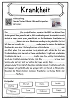 Vorschau - Unterrichtsreihen - Krankheit Lückentext mit Wortspeicher Hörverstehen und Suchsel - Seite 1