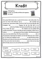Vorschau - Unterrichtsreihen - Kredit Lückentext mit Wortspeicher Hörverstehen und Suchsel - Seite 1