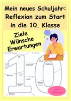 Vorschau - Arbeitsblätter - Mein neues Schuljahr - Schulstart Klasse 10 - Ziele, Erwartungen, Wünsche, Reflexion - Deckblatt