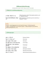 Vorschau - Merkblätter - Differenzialrechnung – Formelsammlung | Ableitungsregeln, Extremstellen, Wendestellen | AHS 7. Klasse - Seite 1