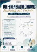 Vorschau - Merkblätter - Differenzialrechnung – Formelsammlung | Ableitungsregeln, Extremstellen, Wendestellen | AHS 7. Klasse - Deckblatt