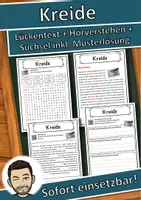 Vorschau - Unterrichtsreihen - Kreide Lückentext mit Wortspeicher Hörverstehen und Suchsel - Deckblatt