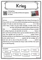 Vorschau - Unterrichtsreihen - Krieg Lückentext mit Wortspeicher Hörverstehen und Suchsel - Seite 1