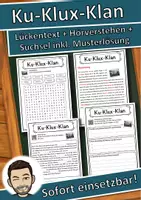 Vorschau - Unterrichtsreihen - Ku-Klux-Klan Lückentext mit Wortspeicher Hörverstehen und Suchsel - Deckblatt