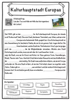 Vorschau - Unterrichtsreihen - Kulturhauptstadt Europas Lückentext mit Wortspeicher Hörverstehen und Suchsel - Seite 1