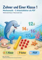 Vorschau - Arbeitsblätter - Zehner und Einer Klasse 1 – Mathematik – 5 Arbeitsblätter als PDF - Deckblatt