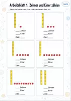 Vorschau - Arbeitsblätter - Zehner und Einer Klasse 1 – Mathematik – 5 Arbeitsblätter als PDF - Seite 1