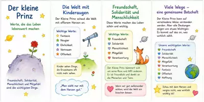 Vorschau - Mal- und Bastelvorlagen - Paket zu Menschlichkeit und Werte vermitteln: Kleine:r Prinz:essin Faltheft, Arbeitsblatt, Fantasiereise, Stundenentwurf und Mandala - Seite 1