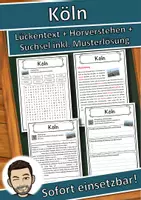 Vorschau - Unterrichtsreihen - Köln Lückentext mit Wortspeicher Hörverstehen und Suchsel - Deckblatt