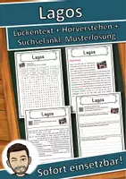 Vorschau - Unterrichtsreihen - Lagos Lückentext mit Wortspeicher Hörverstehen und Suchsel - Deckblatt