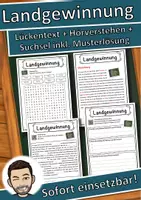 Vorschau - Unterrichtsreihen - Landgewinnung Lückentext mit Wortspeicher Hörverstehen und Suchsel - Deckblatt