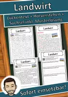 Vorschau - Unterrichtsreihen - Landwirt Lückentext mit Wortspeicher Hörverstehen und Suchsel - Deckblatt