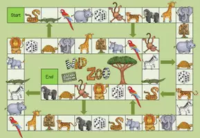 Vorschau - Stationenlernen - Board game / Spielfeld safari animals - Seite 1