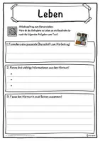 Vorschau - Unterrichtsreihen - Leben Lückentext mit Wortspeicher Hörverstehen und Suchsel - Seite 3