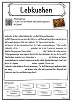Vorschau - Unterrichtsreihen - Lebkuchen Lückentext mit Wortspeicher Hörverstehen und Suchsel - Seite 1