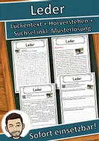 Vorschau - Unterrichtsreihen - Leder Lückentext mit Wortspeicher Hörverstehen und Suchsel - Deckblatt