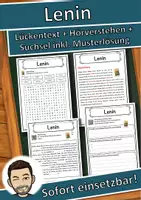 Vorschau - Unterrichtsreihen - Lenin Lückentext mit Wortspeicher Hörverstehen und Suchsel - Deckblatt