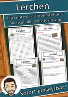 Vorschau - Unterrichtsreihen - Lerchen Lückentext mit Wortspeicher Hörverstehen und Suchsel - Deckblatt