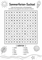 Vorschau - Spiele - Sommerferien Suchsel/Wünsche/Rätsel für die Grundschule | letzte Schultage, Schuljahresende & Sommer - Seite 1
