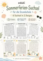 Vorschau - Spiele - Sommerferien Suchsel/Wünsche/Rätsel für die Grundschule | letzte Schultage, Schuljahresende & Sommer - Deckblatt