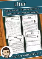 Vorschau - Unterrichtsreihen - Liter Lückentext mit Wortspeicher Hörverstehen und Suchsel - Deckblatt