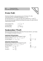 Vorschau - Arbeitsblätter - Formelsammlung Freier Fall und Wurfbewegungen - Deckblatt