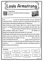 Vorschau - Unterrichtsreihen - Louis Armstrong Lückentext mit Wortspeicher Hörverstehen und Suchsel - Seite 1