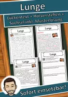 Vorschau - Unterrichtsreihen - Lunge Lückentext mit Wortspeicher Hörverstehen und Suchsel - Deckblatt