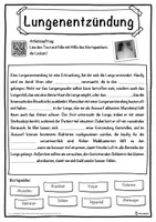 Vorschau - Unterrichtsreihen - Lungenentzündung Lückentext mit Wortspeicher Hörverstehen und Suchsel - Seite 1