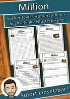 Vorschau - Unterrichtsreihen - Million Lückentext mit Wortspeicher Hörverstehen und Suchsel - Deckblatt