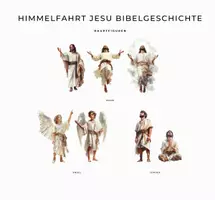 Vorschau - Bildkarten - Himmelfahrt Jesu Clipart, Auferstandener Christus, Verherrlichung Jesu im Himmel, Biblische Illustration - Seite 1